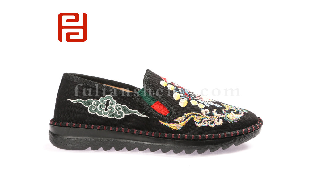 福連升春款女士刺繡臉譜社會鞋養生民族風老北京布鞋圖片