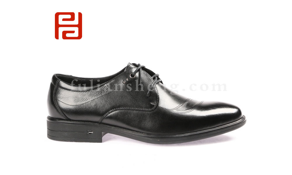 福連升商務正裝男鞋 牛皮面棉麻內里舒適休閑商務單鞋圖片