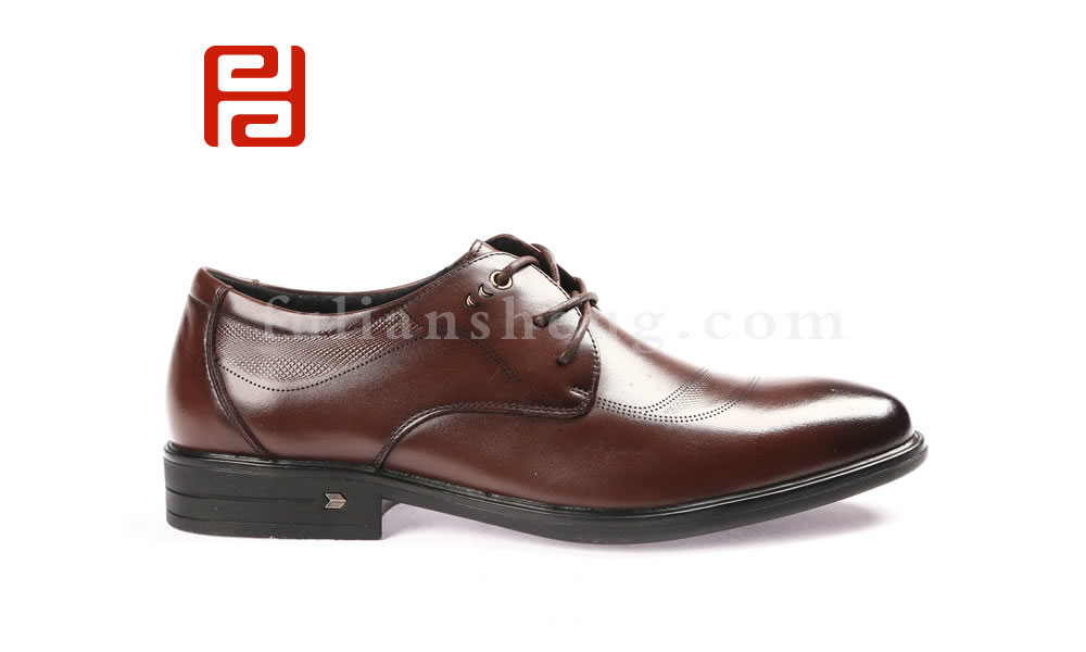 福連升商務正裝男鞋 牛皮面棉麻內里舒適休閑商務單鞋圖片