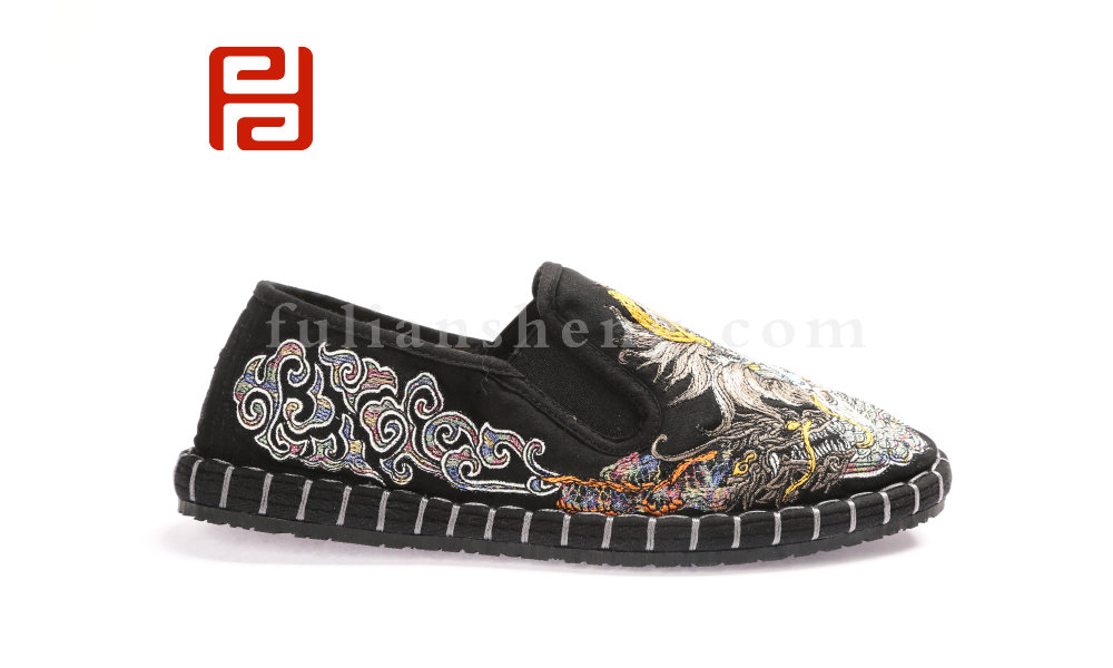 福連升男士刺繡亞麻復古風中國龍祥云老北京布鞋單鞋圖片