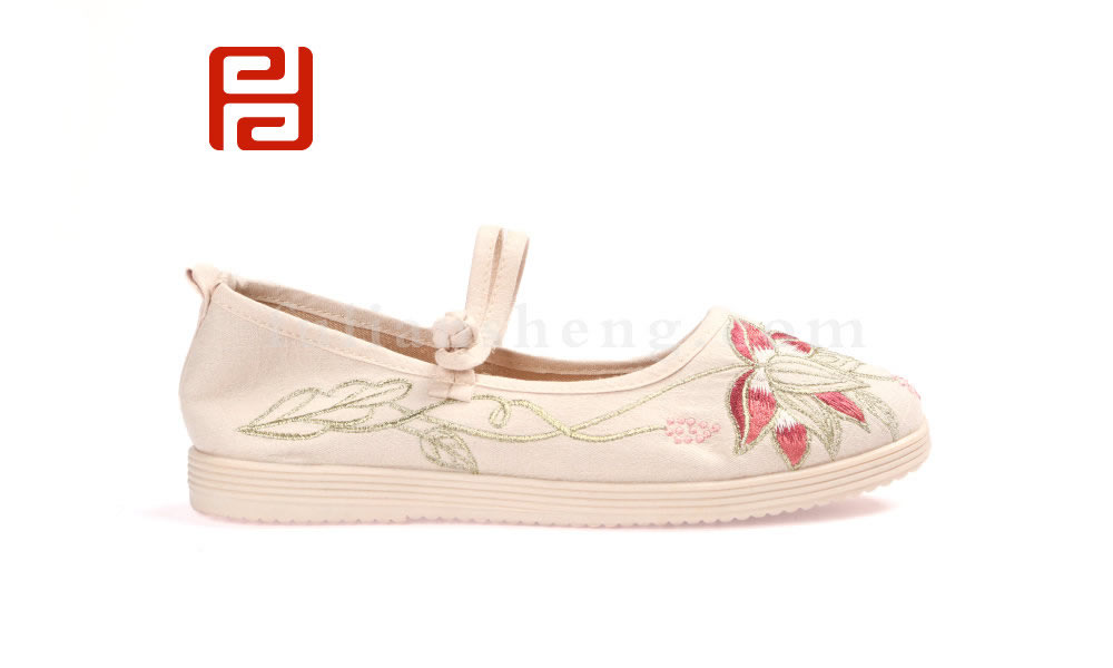福連升中國風漢服繡花女鞋 春秋老北京布鞋平底古風單鞋圖片