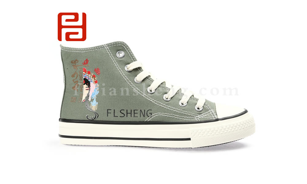 中國風高幫帆布鞋 臉譜刺繡情侶鞋潮流百搭休閑布鞋圖片
