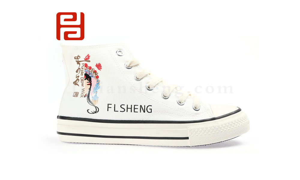 中國風高幫帆布鞋 臉譜刺繡情侶鞋潮流百搭休閑布鞋圖片