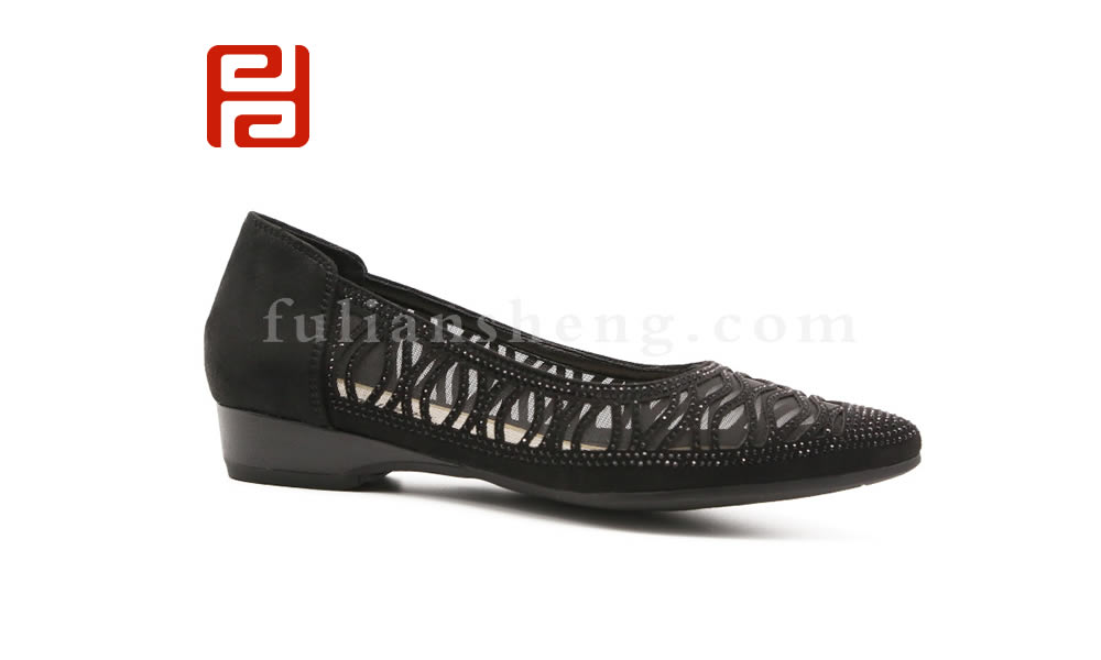 福連升夏時(shí)尚透氣網(wǎng)孔低跟老北京布鞋女士涼鞋圖片