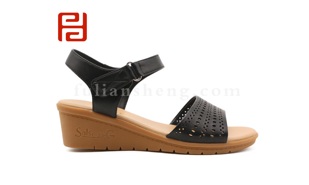 福連升舒適媽媽涼鞋 女款夏季中年舒適坡跟女鞋圖片