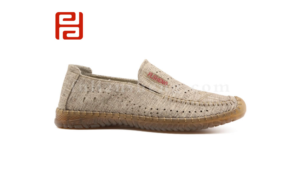 福連升夏透氣打孔商務(wù)休閑橡膠底車縫線老北京布鞋男涼鞋圖片