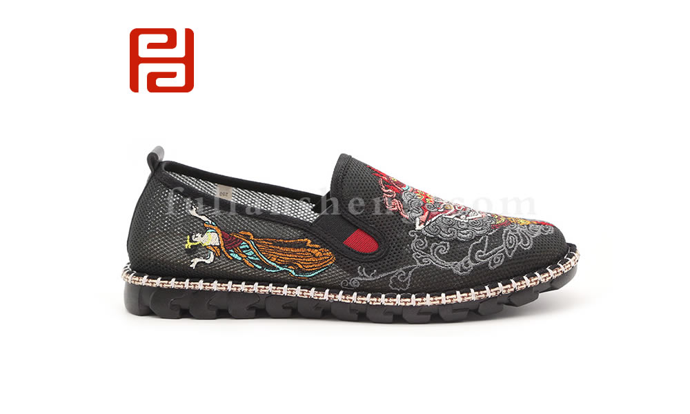 福連升夏款男士刺繡社會鞋網(wǎng)面涼鞋色鬼老北京布鞋圖片
