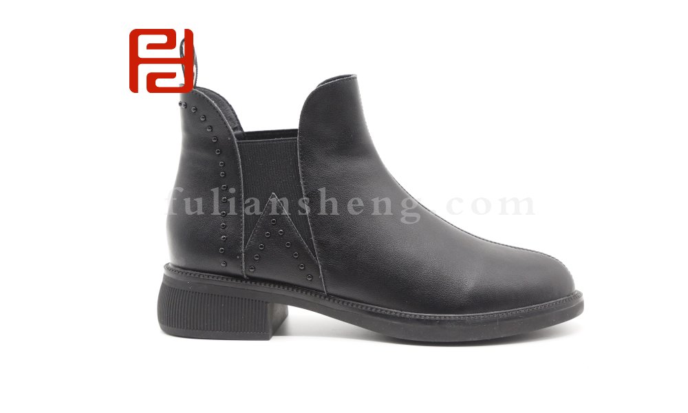 福連升2020冬季新款女牛皮真皮英倫風(fēng)網(wǎng)紅一腳蹬及踝靴圖片