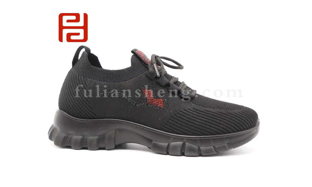 福連升2020冬季新款飛織面料輕便軟底女休閑運動鞋圖片