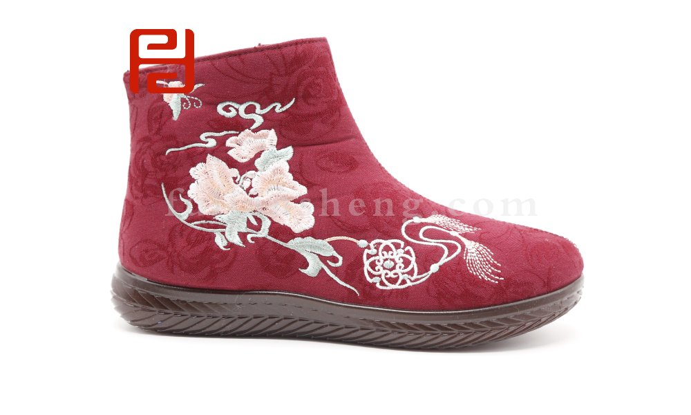 福連升老北京布鞋2020冬季新款民族風中國風繡花牛筋底保暖短靴圖片