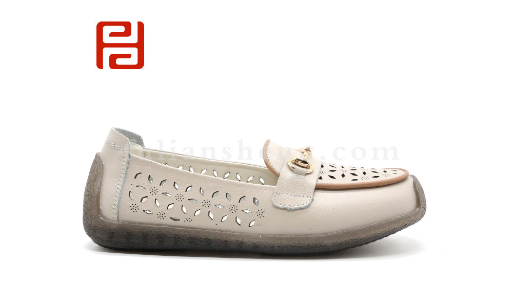 福連升夏季休閑女鞋經典豆豆鞋透氣帶孔舒適女鞋