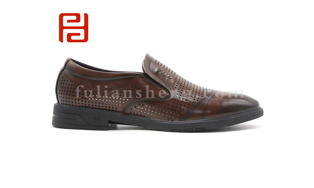 福連升夏季商務男鞋正裝帶孔透氣工作鞋