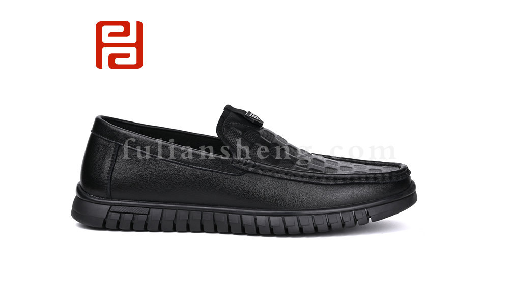福連升春秋男鞋單鞋棋盤紋豆豆鞋商務復古手縫鞋
