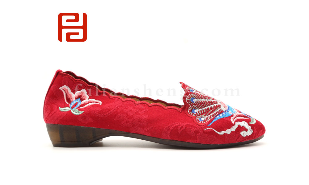 福連升老北京布鞋漢唐風(fēng)韻繡花牛筋底舒適婚鞋女鞋