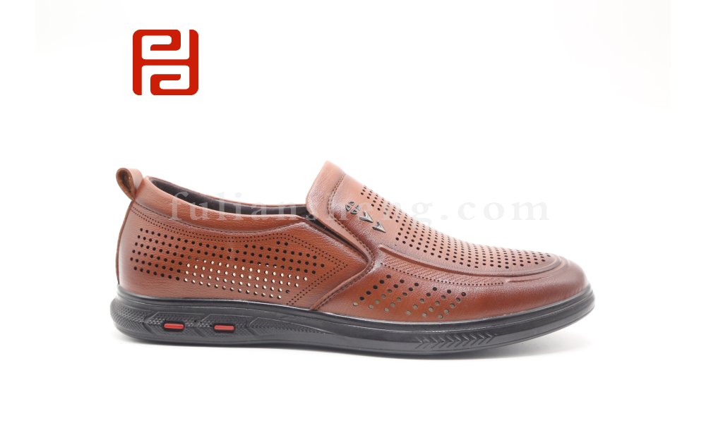 福連升夏季打孔商務(wù)工作男鞋輕便舒適透氣棉麻內(nèi)里圖片