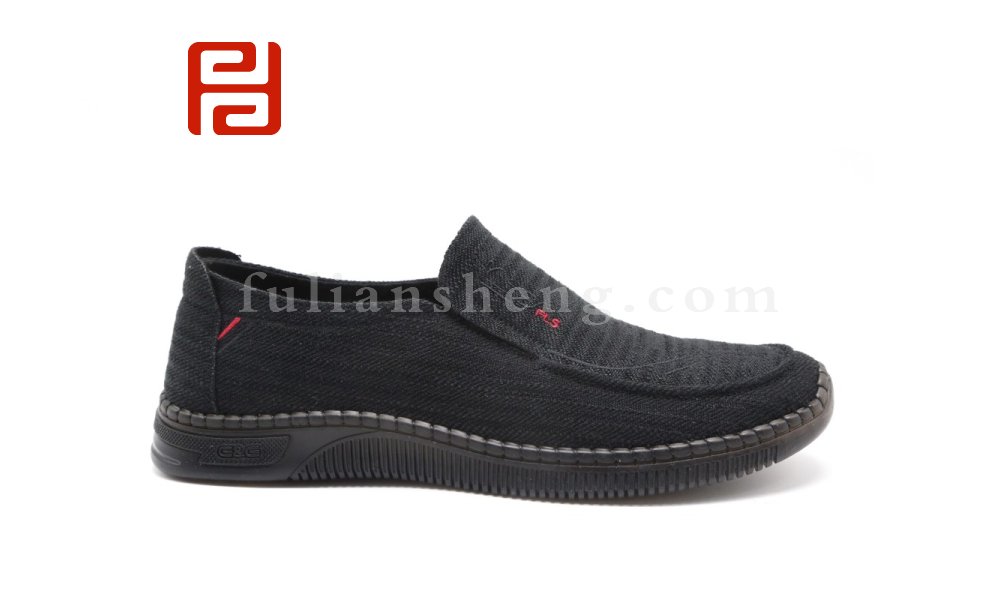 福連升中老年軟底豆豆鞋棉麻透氣舒適男單鞋圖片