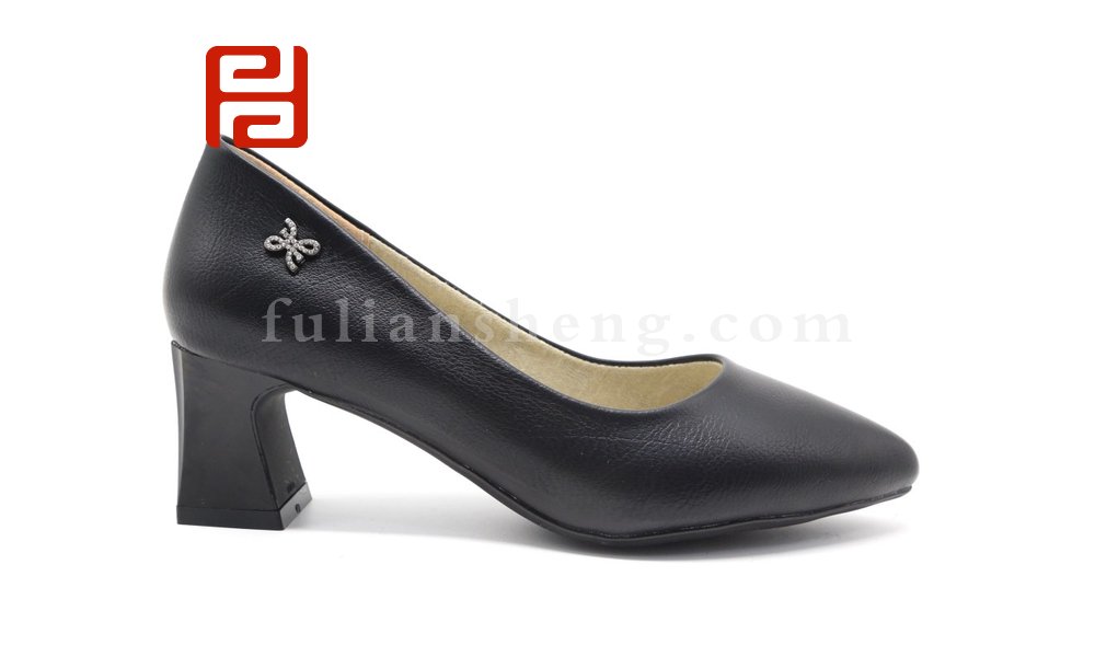 福連升休閑女鞋魅力時(shí)裝工裝工作鞋通勤粗跟中跟鞋圖片