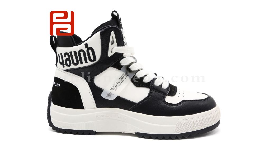 福連升休閑鞋冬季女鞋休閑高幫加絨皮面時尚鞋子圖片