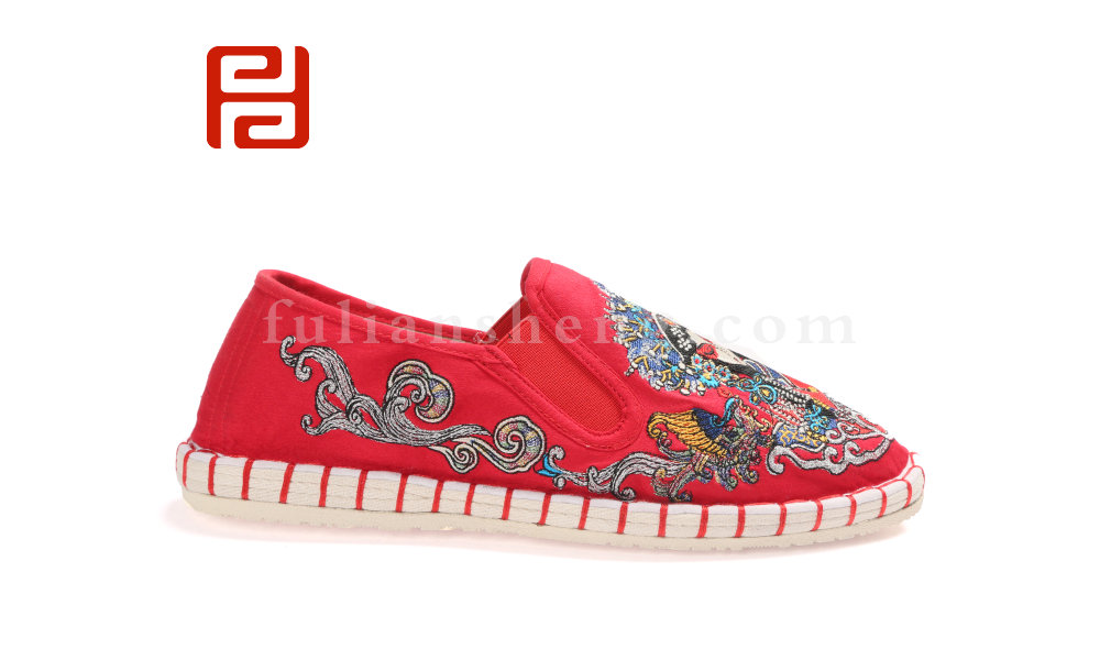 福連升中國風老北京布鞋男繡花社會臉譜千層底軟底布鞋(圖4)