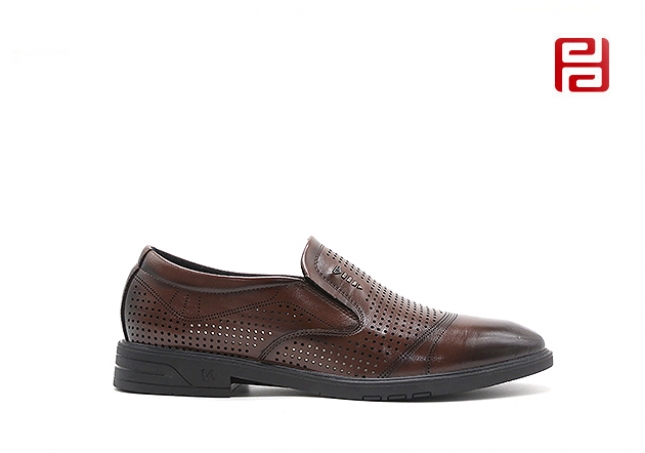 福連升夏季商務男鞋正裝帶孔透氣工作鞋