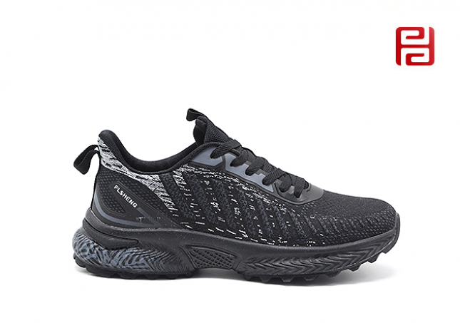 福連升秋季戶外休閑運動旅游鞋防滑透氣拼色飛織男鞋