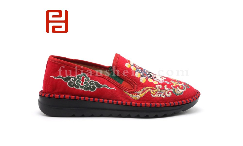 福連升老北京布鞋平底套腳繡花國(guó)風(fēng)女鞋臉譜社會(huì)鞋